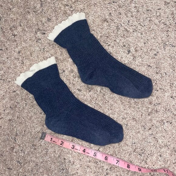 SOLD Navy Ruffle Trim Crew Socks - Picture 4 of 4